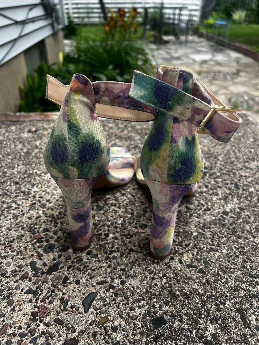 Vince Camuto Pastel Floral Ankle-Strap Block Heels